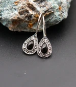 925 Ayar Gümüş Oltu Taşı Kadın Küpe skü00024 thumbnail 3