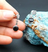 925 Ayar Gümüş Oltu Taşı Kadın Küpe skü00022 thumbnail 2