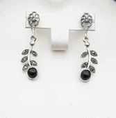 925 Ayar Gümüş Oltu Taşı Kadın Küpe skü00020 thumbnail 4