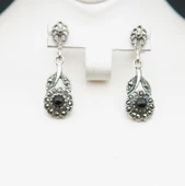 925 Ayar Gümüş Oltu Taşı Kadın Küpe skü00023 thumbnail 2