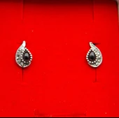 925 Ayar Gümüş Oltu Taşı Kadın Küpe skü00025 thumbnail 4