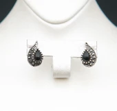 925 Ayar Gümüş Oltu Taşı Kadın Küpe skü00025 thumbnail 3