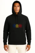 Kapüşonlu Romanian Flag Of Romania Folklore Pattern Göğüs Tasarımlı Unisex Sweatshirt thumbnail 9