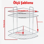 İki Katlı Krom Banyo Duş Köşe Rafı Paslanmaz Metal Şampuanlık Duvar Montajlı Düzenleyici Raf Seti thumbnail 4