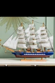 Ahşap Yelkenli Gemi 75cm El Yapımı Vintage Dekor Model Yat thumbnail 5