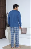 ERKEK UZUN KOLLU PENYE PİJAMA TAKIMI-MEDIUM LACİVERT thumbnail 3