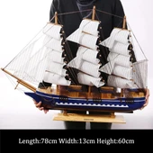 Ahşap Yelkenli Gemi 75cm El Yapımı Vintage Dekor Model Yat thumbnail 3