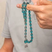 Gümüş Püsküllü Ateş Kehribar Tesbih SL12421 thumbnail 2