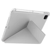 Apple iPad Pro 11 inç 2.Nesil 2020 Uyumlu Kılıf Üçgen Katlanabilir Kalem Şarj Bölmeli Kılıf  Gri thumbnail 5