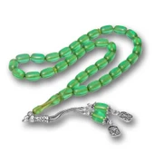 Gümüş Püsküllü Kapsül Kesim Sıkma Kehribar Tesbih SL12601 thumbnail 1