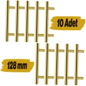 Mobilya Mutfak Çekmece Dolap Dolabı Kulbu Kulpu Kulpları (128 mm-12.8 cm) Gold Altın Metal (10 Adet) thumbnail 1