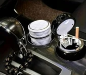 Kristal Pırlanta Taş Görünümlü Mavi Led Işıklı Lüx Oto Küllük Kapaklı Araç İçi Küllük Beyaz thumbnail 4