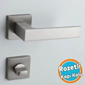 Wc-Banyo Kapı Kolu Kare Rozetli İNOX Sağa Sola Uygun İç Dış Kapısı Kilitlenebilir 1 Takım thumbnail 1