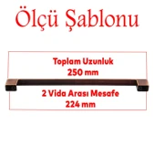 Mobilya Mutfak Çekmece Kapak Dolap Kulpu Kulbu Kulpları Kulp Metal 224 mm Eskitme Antik Bakır thumbnail 3