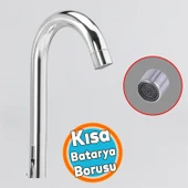 Metal Lavabo Mutfak Musluk Batarya Kuğu Lüks Evye Borusu Krom Su Kısa 360° Dönen Kaliteli Dayanıklı thumbnail 1