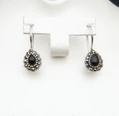 925 Ayar Gümüş Oltu Taşı Kadın Küpe skü00026 thumbnail 4