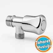 Taharet Musluğu Çevirmeli Döküm Metal Rezervuar Ara Musluk Wc Klozet Alafranga Flex Hortum Bağlantı thumbnail 1