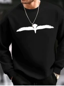 Erkek Uzun Kollu Bisiklet Yaka Kuş Desenli Iki Iplik Viskon Sweat thumbnail 1