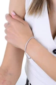 Gümüş rodyumlu zirkon taşlı pırlanta montür sıvama modeli su yolu bileklik SGTL12886RODAJ thumbnail 2