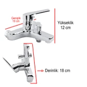 Banyo Bataryası Duvar Tipli Lavabo Mutfak Duş Musluğu Lüks Batarya Sıcak Soğuk Çift Su Girişli thumbnail 4