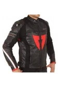 D1 Yeni Hakiki Deri Racing Siyah Ceket - 1