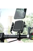 Motosiklet Gidon Ve Ayna Bağlantılı Motor Ve Bisiklet Uyumlu Telefon Tutucu 12-24w Hızlı Şarj thumbnail 4