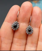 925 Ayar Gümüş Oltu Taşı Kadın Küpe skü00026 thumbnail 3