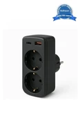 Çoklu Priz Yüksek Gerilim Korumalı 2’li Priz 1xusb 1xtype-c Çıkışlı Grup Priz Çoğaltıcı thumbnail 2