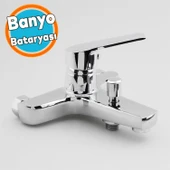 Banyo Bataryası Duvar Tipli Lavabo Mutfak Duş Musluğu Lüks Batarya Sıcak Soğuk Çift Su Girişli thumbnail 1