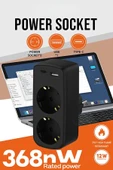 Çoklu Priz Yüksek Gerilim Korumalı 2’li Priz 1xusb 1xtype-c Çıkışlı Grup Priz Çoğaltıcı thumbnail 3