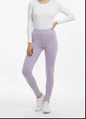 Sıcak Tutan Kışlık | Lila Yüksek Bel Kadın %100 Pamuklu Termal Tayt thumbnail 1