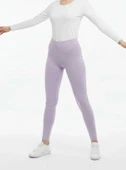 Sıcak Tutan Kışlık | Lila Yüksek Bel Kadın %100 Pamuklu Termal Tayt thumbnail 3