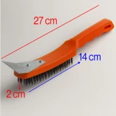 Metal Spatulalı Çelik Tel Fırça 270 mm Kazıma Temizleme Pas Sökücü Çelik Kıllı El Tipi Nalbur Fırça - 3