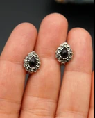 925 Ayar Gümüş Oltu Taşı Kadın Küpe skü00035 thumbnail 5