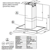 NARTE -HI30190W 90 CM BEYAZ ADA TİPİ DAVLUMBAZ -6 YIL GARANTİLİ -YÜKSEK PERFORMANS - 6