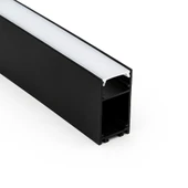 LED Kanal Profil Alüminyum Siyah Kasa 1 Metre 50x80mm Opak Pleksi Yan Kapak 7909 - 1