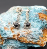 925 Ayar Gümüş Oltu Taşı Kadın Küpe skü00042 thumbnail 1