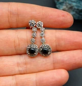 925 Ayar Gümüş Oltu Taşı Kadın Küpe skü00042 thumbnail 3