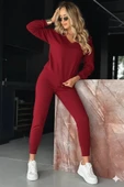 MDB Kadın Uzun Kollu V Yakalı Viskon Iki Iplik Bluz Ve Pantolon Ikili Takım thumbnail 1