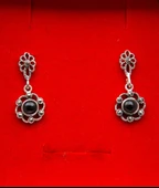 925 Ayar Gümüş Oltu Taşı Kadın Küpe skü00043 thumbnail 2