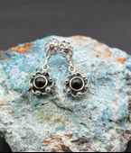 925 Ayar Gümüş Oltu Taşı Kadın Küpe skü00043 thumbnail 1