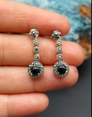 925 Ayar Gümüş Oltu Taşı Kadın Küpe skü00042 thumbnail 6