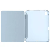 Apple iPad Air 10.9'' 2022/2020 Uyumlu Üçgen Katlanabilir Kalem Şarj Bölmeli Standlı Kılıf  Mavi thumbnail 2