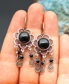 925 Ayar Gümüş Oltu Taşı Kadın Küpe skü00044 thumbnail 2