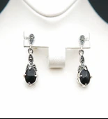 925 Ayar Gümüş Oltu Taşı Kadın Küpe skü00040 thumbnail 3