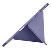 Apple iPad Air 10.9'' 2022/2020 Uyumlu Üçgen Katlanabilir Kalem Şarj Bölmeli Standlı Kılıf  Lavanta thumbnail 5