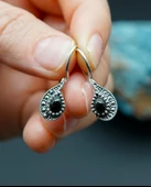 925 Ayar Gümüş Oltu Taşı Kadın Küpe skü00045 thumbnail 2