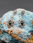 925 Ayar Gümüş Oltu Taşı Kadın Küpe skü00038 thumbnail 1