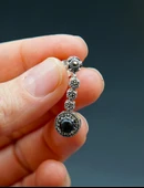 925 Ayar Gümüş Oltu Taşı Kadın Küpe skü00042 thumbnail 2