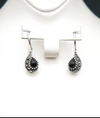 925 Ayar Gümüş Oltu Taşı Kadın Küpe skü00045 thumbnail 3